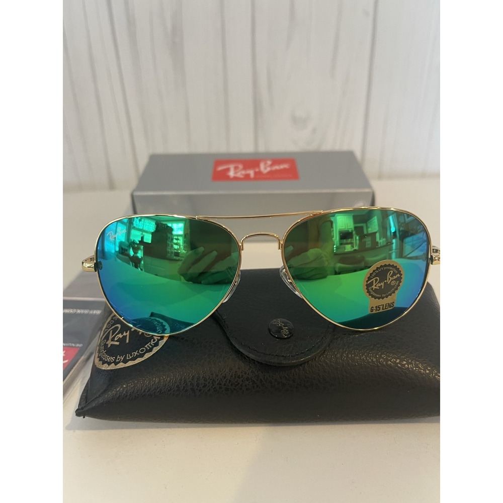 Ray-Ban RB3517  Aviator Shape Unisex Sunglasses Green Mirrored NEW